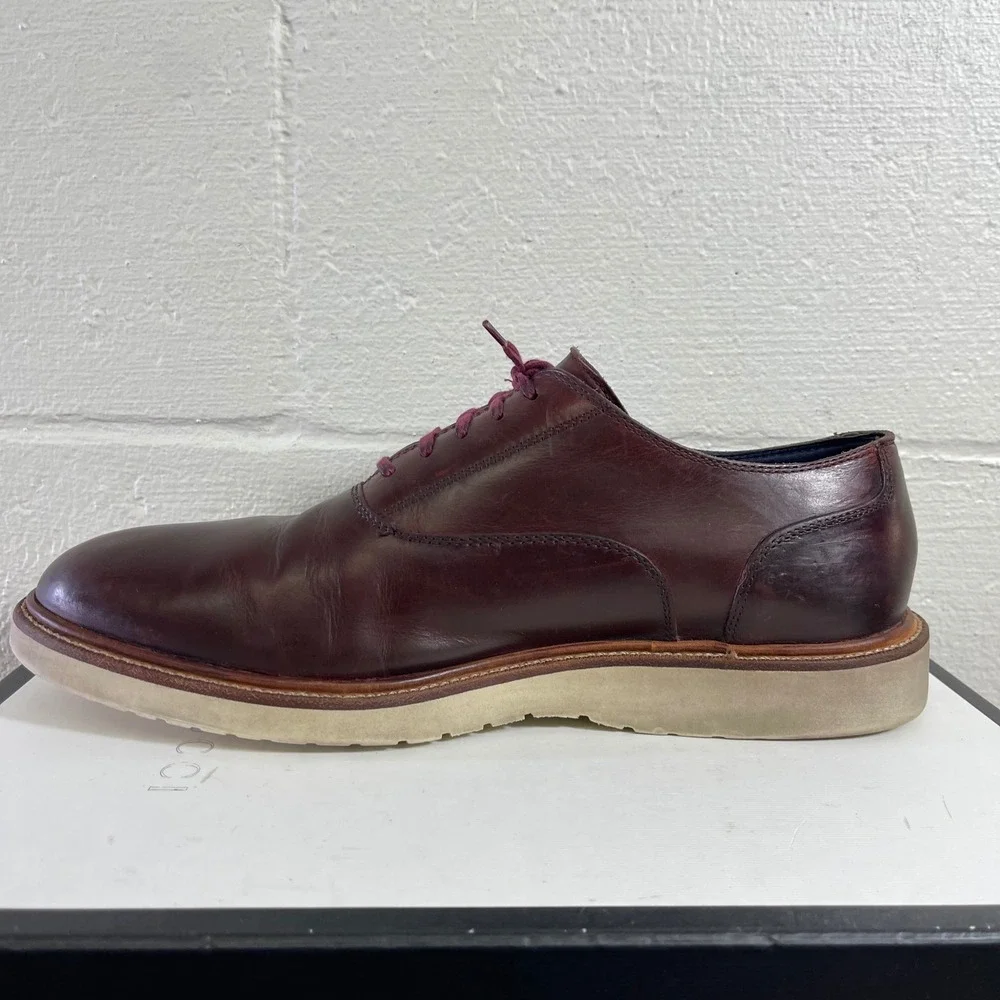 Cole Haan Brown Leather Plain Toe Casual Oxford Shoes Lace up Men's Size 10.5 M